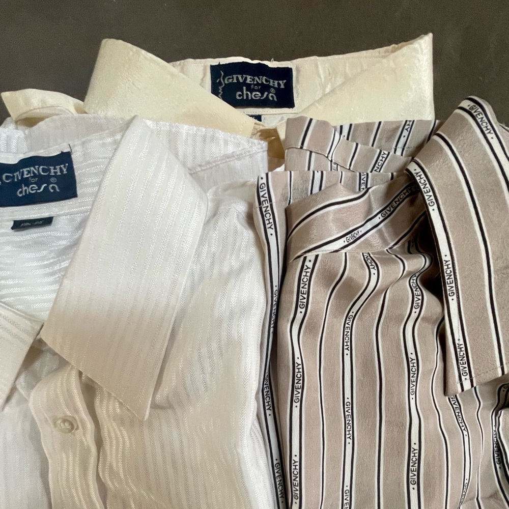 5 Vintage Givenchy by Chesa button up dress shirts.
